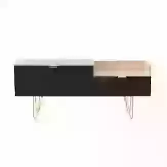 Modern Grooved Console Unit with Gold Hairpin Legs